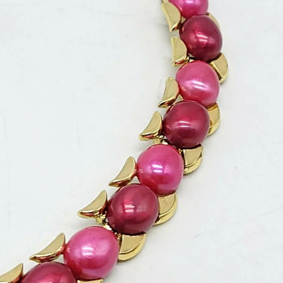 Pink Thermoset Beige Enamel Gold Tone Mid Century - Picture 3 of 5